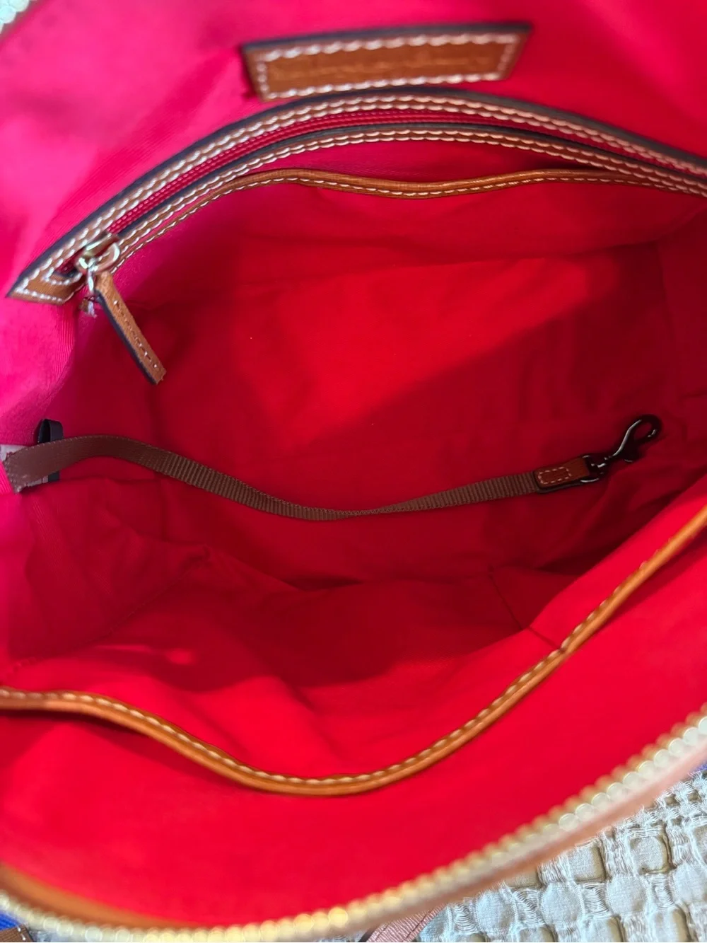 Dooney & Bourke Cognac Leather Dome Satchel with Crossbody Strap
